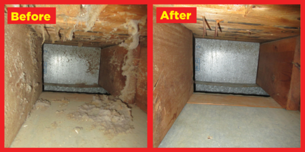 before and after photos of air duct cleanings