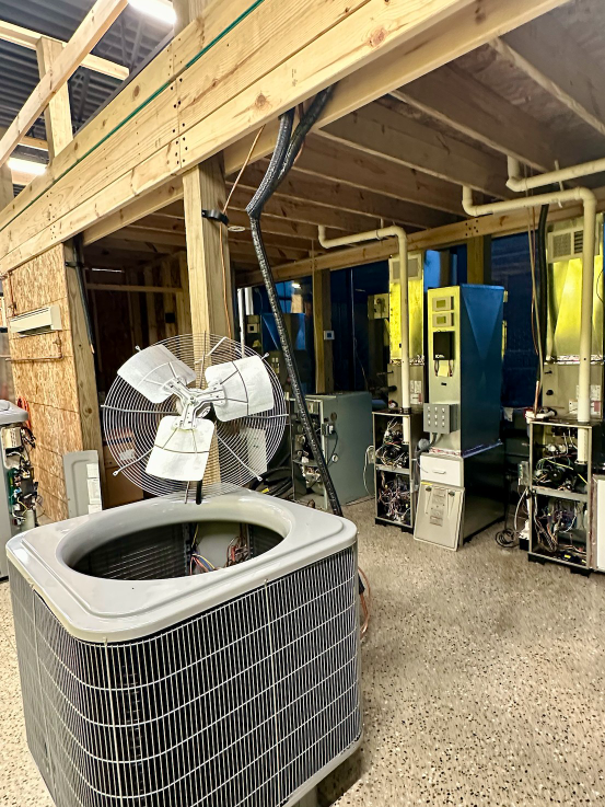 air conditioner open at service professor's training facility