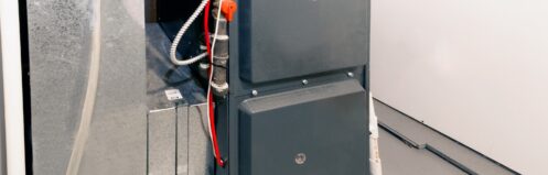 A home high energy efficient furnace in a basement